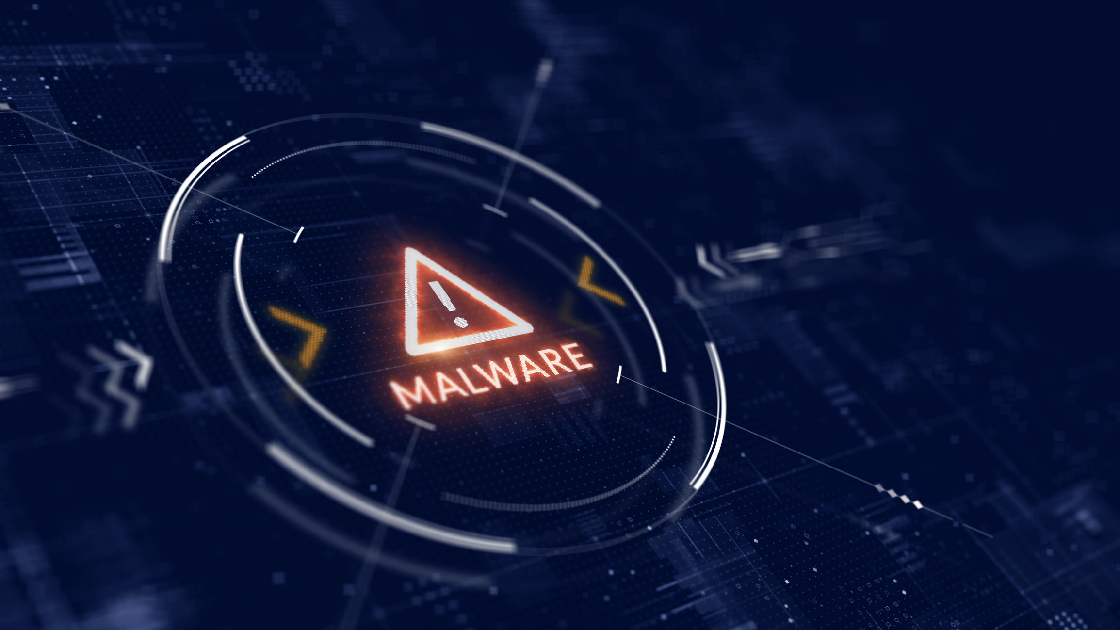 Detecting of a malware. Virus, system hack, cyber attack, malware concept.